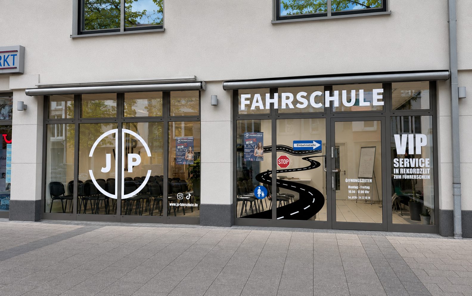 Schaufensterbeschriftung · JP Fahrschule